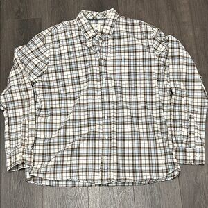 Johnnie-O Men's Brown and Blue Plaid Long Sleeve Shirt